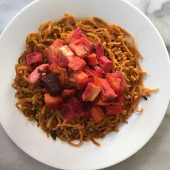 Gluten-free sweet potato noodles from Paleo On The Go